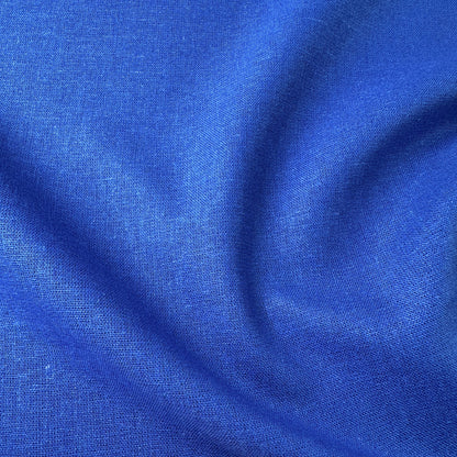 Close-up of Cobalt Blue Viscose Linen Fabric