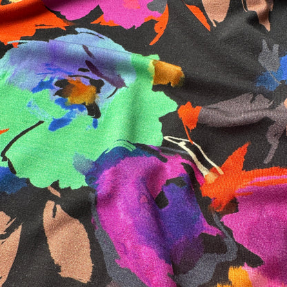Colourful Abstract Flowers Viscose Jersey Fabric