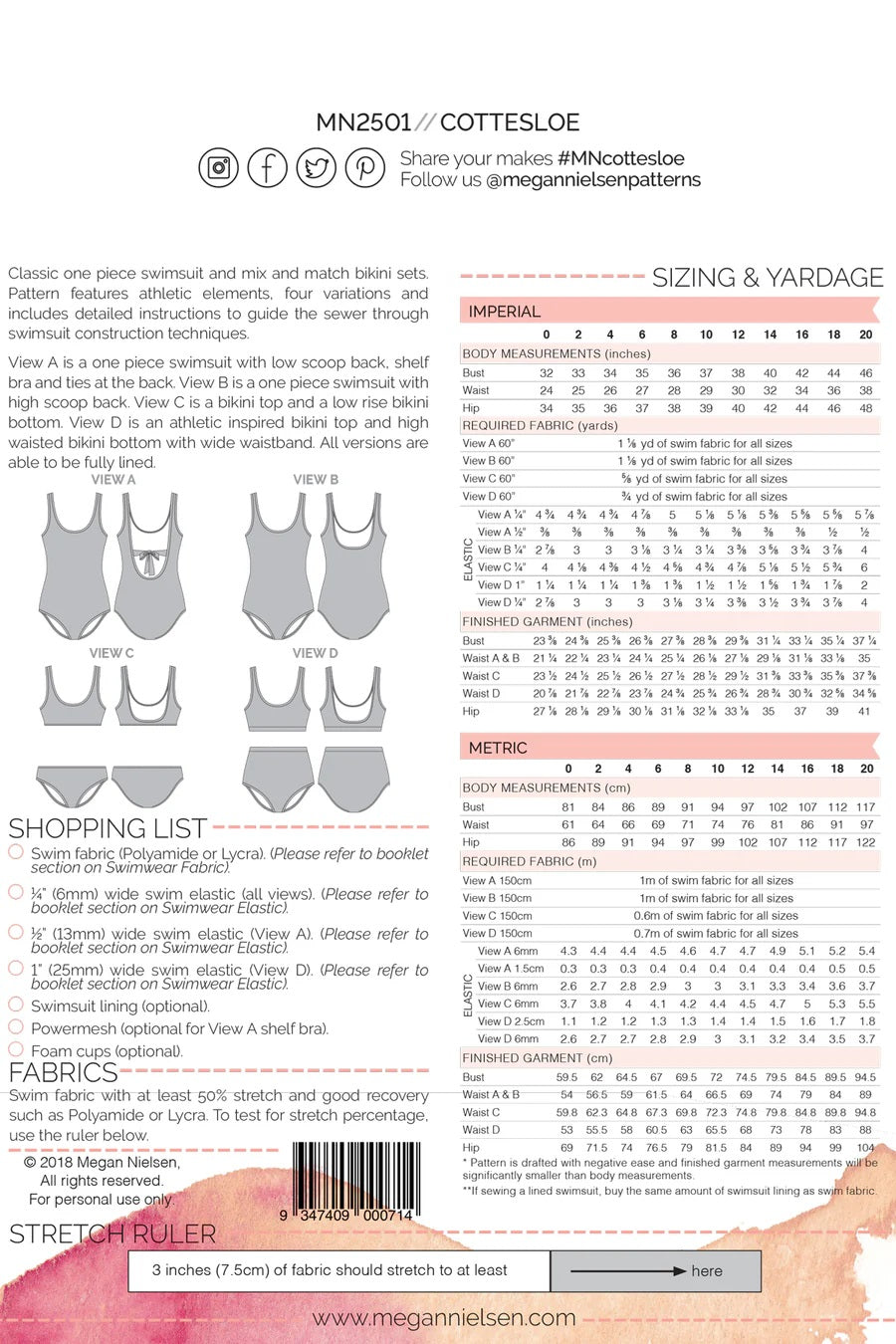 Cottesloe Swimsuit Sewing Pattern - Megan Nielsen Patterns