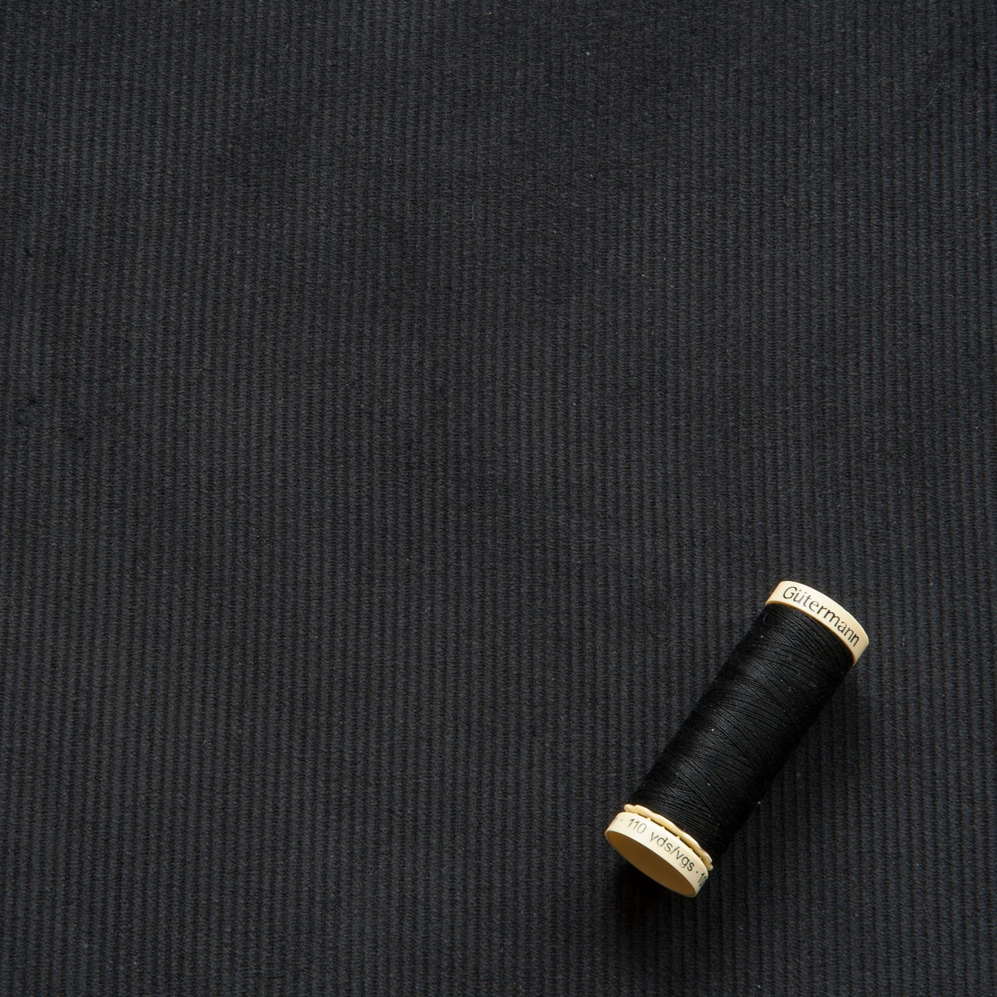 Cotton Corduroy Fabric in Black - 85cm Piece