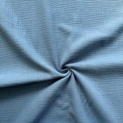 Cotton Double Gauze Fabric in Denim Blue