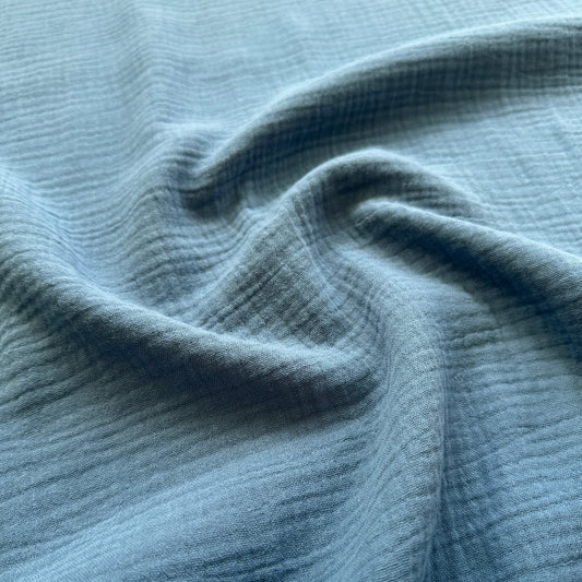 Cotton Double Gauze Fabric in Denim Blue