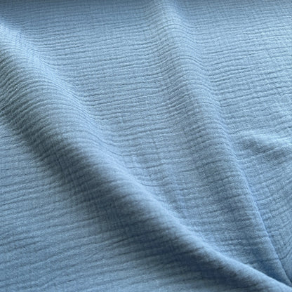 Cotton Double Gauze Fabric in Denim Blue