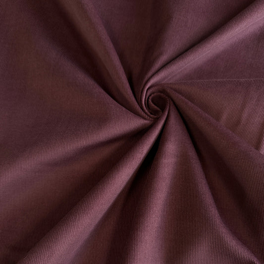Cotton Needlecord Fabric in Aubergine