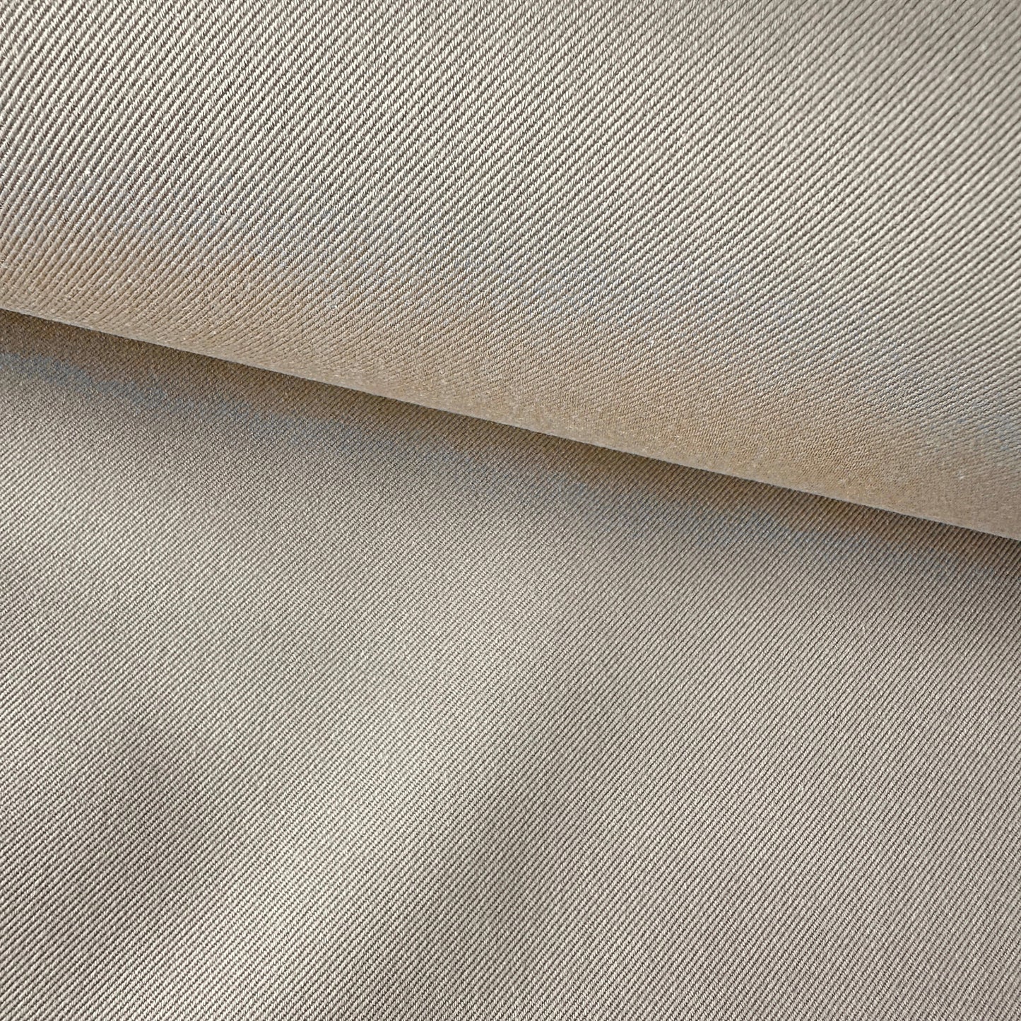 Close Up of Cotton Drill Fabric in Beige Showing Twill Weave