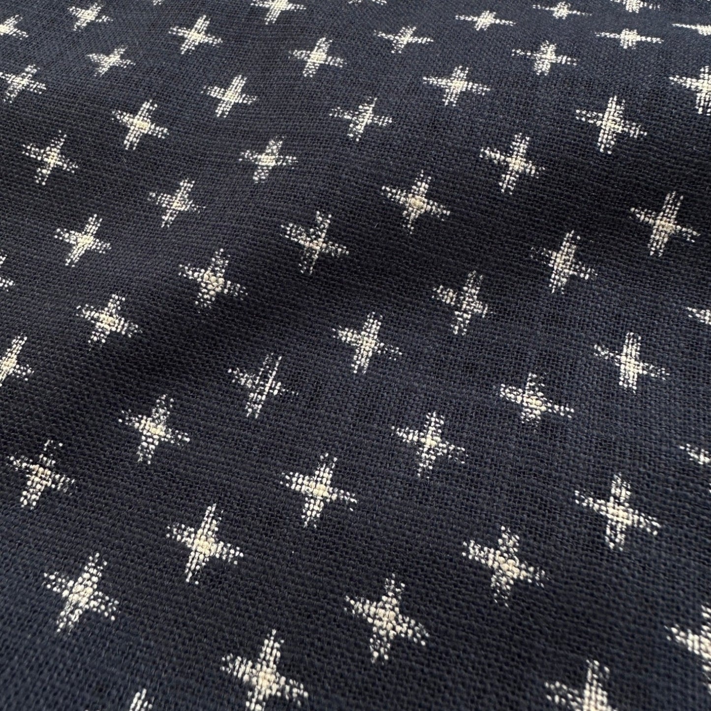 Crosses Indigo Cotton Fabric - Nara Homespun Sevenberry