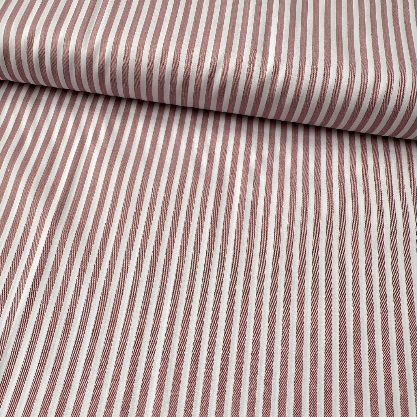 Rose and White Stripe Cotton Lyocell Fabric