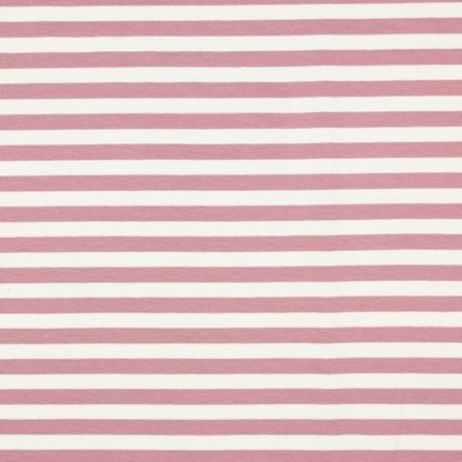 Dark Rose and Off White Stripe Yarn Dyed Cotton French Terry Fabric