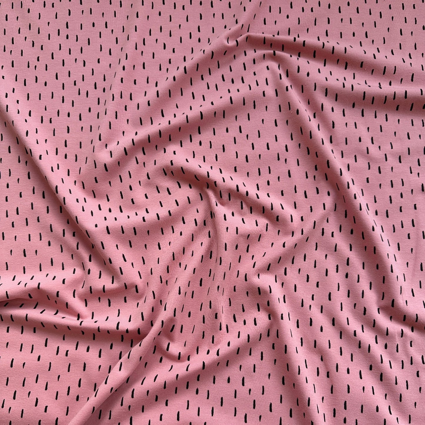 Dashes Cotton Jersey in Rose