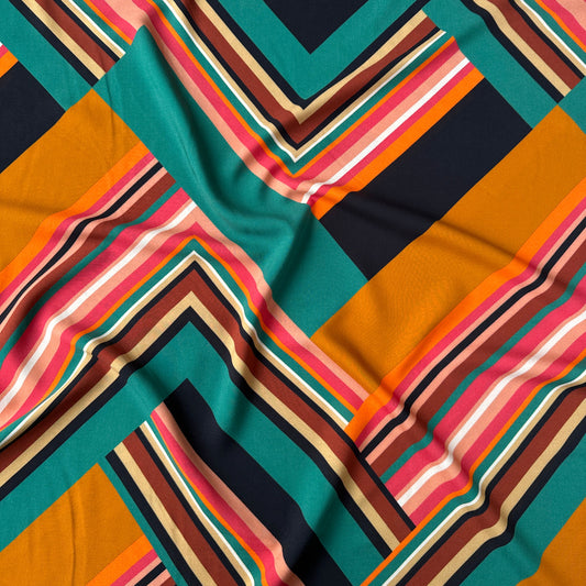 Diagonal Lines Viscose Fabric