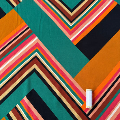 Diagonal Lines Viscose Fabric