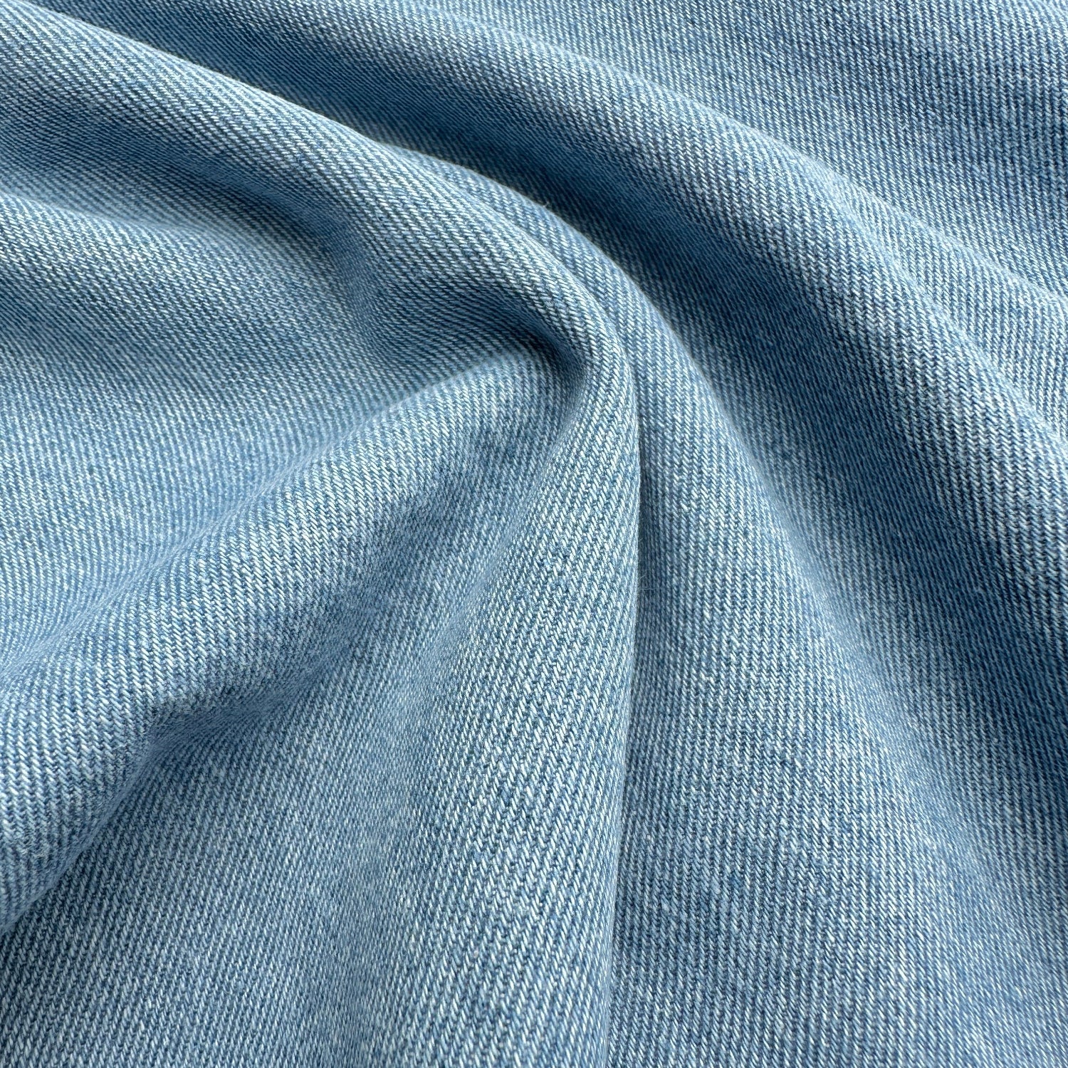 Close up of blue denim fabric