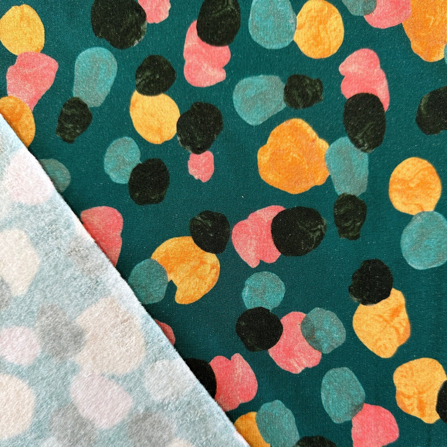 Dots Soft Sweatshirt Fabric in Petrol