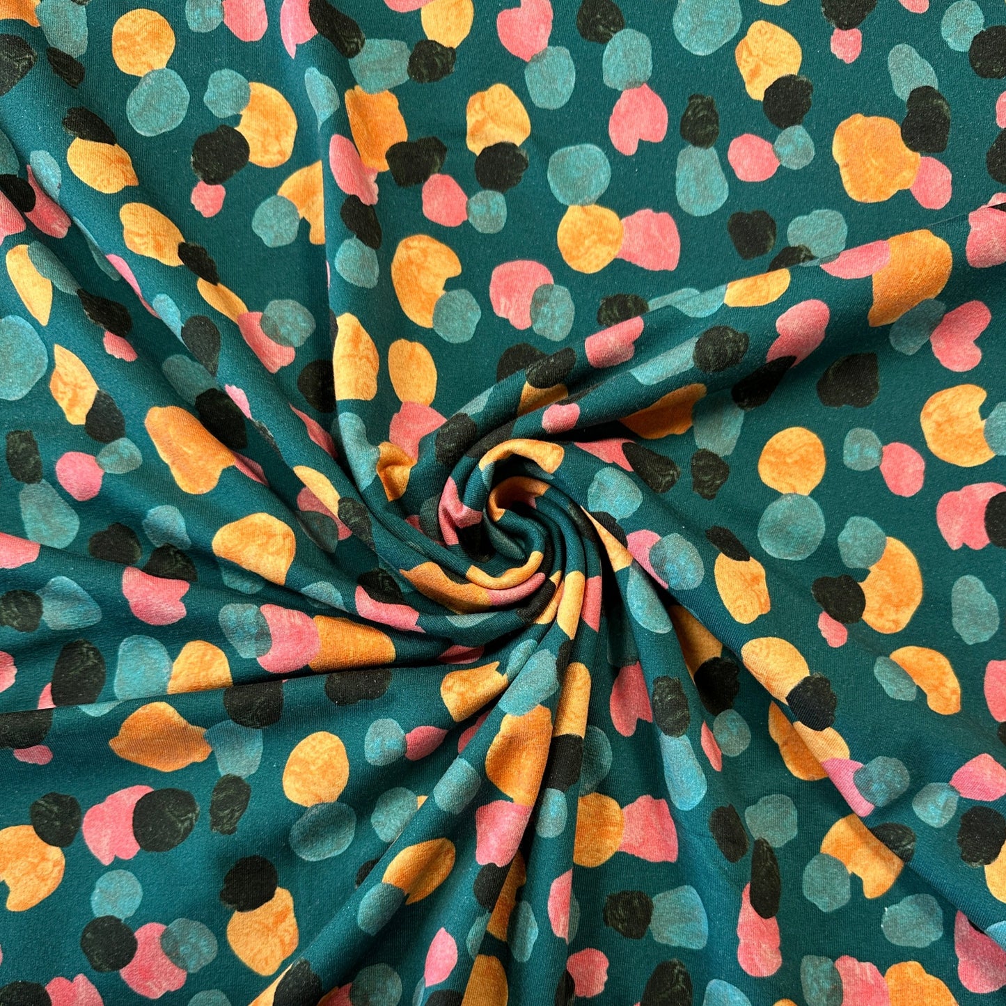 Dots Soft Sweatshirt Fabric in Petrol