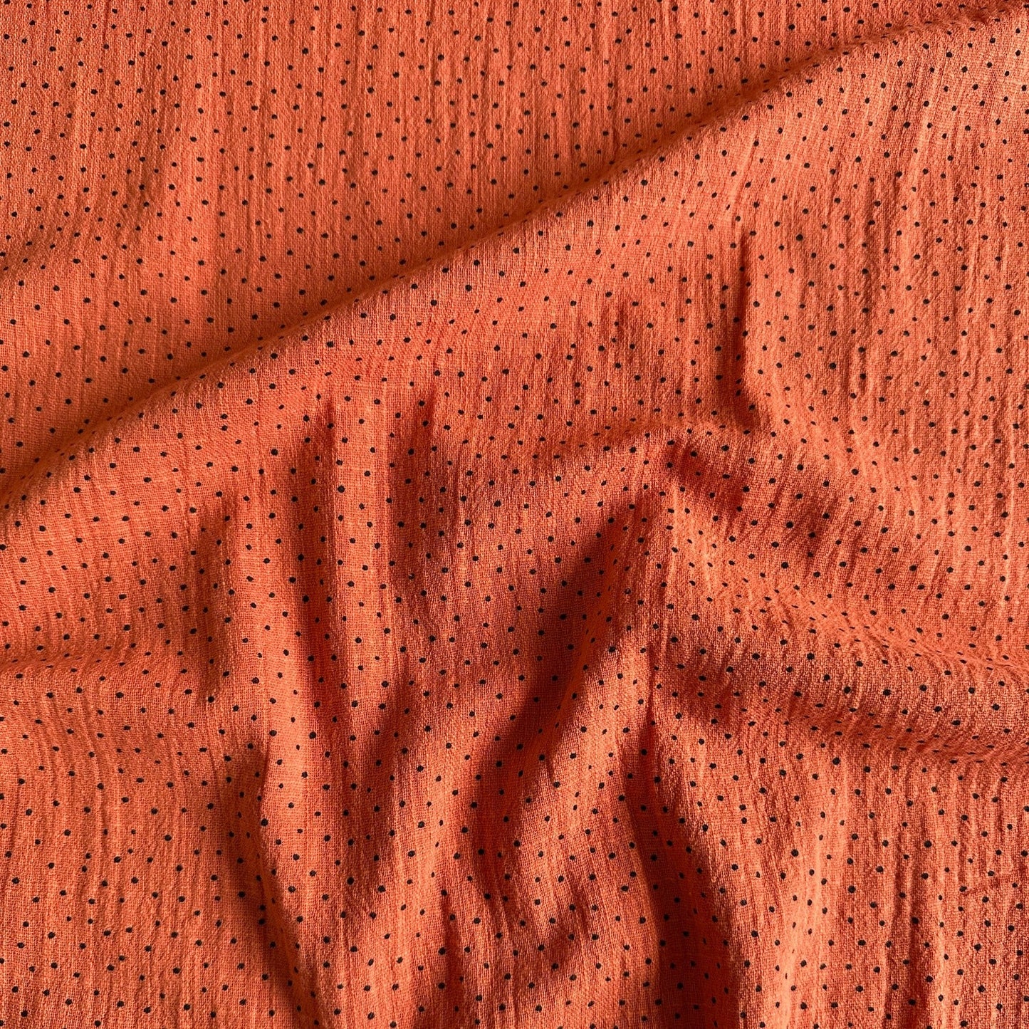 Dotty Cotton Cheesecloth Fabric in Pumpkin - 2m Piece