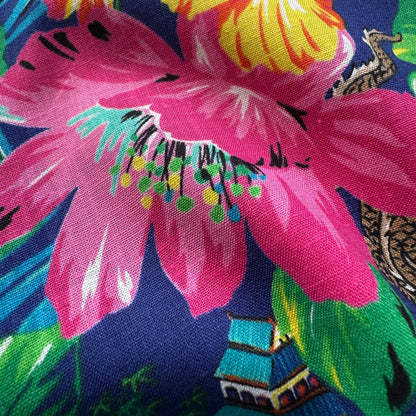 Dragons and Flowers Linen Cotton Blend Fabric (Ex Designer)