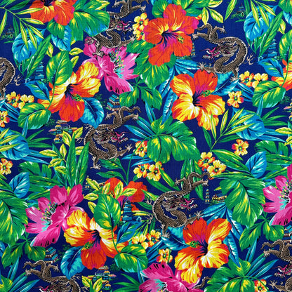 Dragons and Flowers Linen Cotton Blend Fabric (Ex Designer)