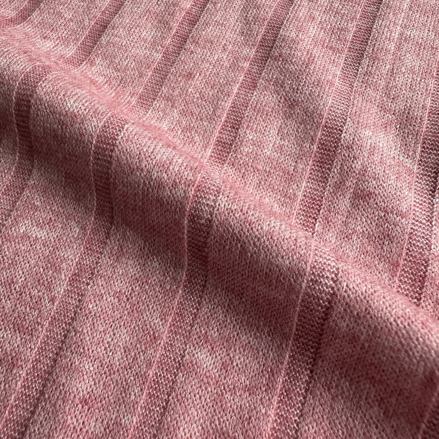 Viscose Blend Wide Rib Knit Fabric in Pink Melange