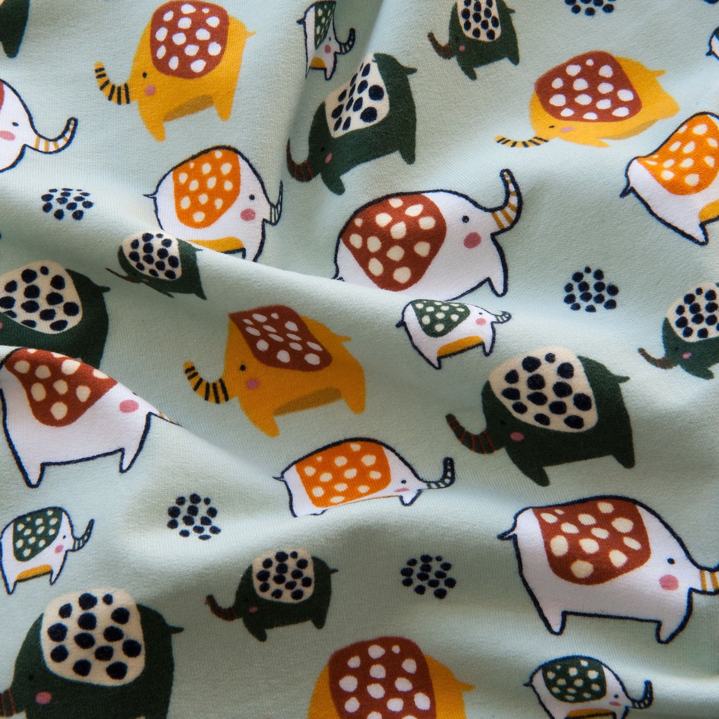 Elephant Sweatshirt Fabric in Light Mint - 50cm Piece