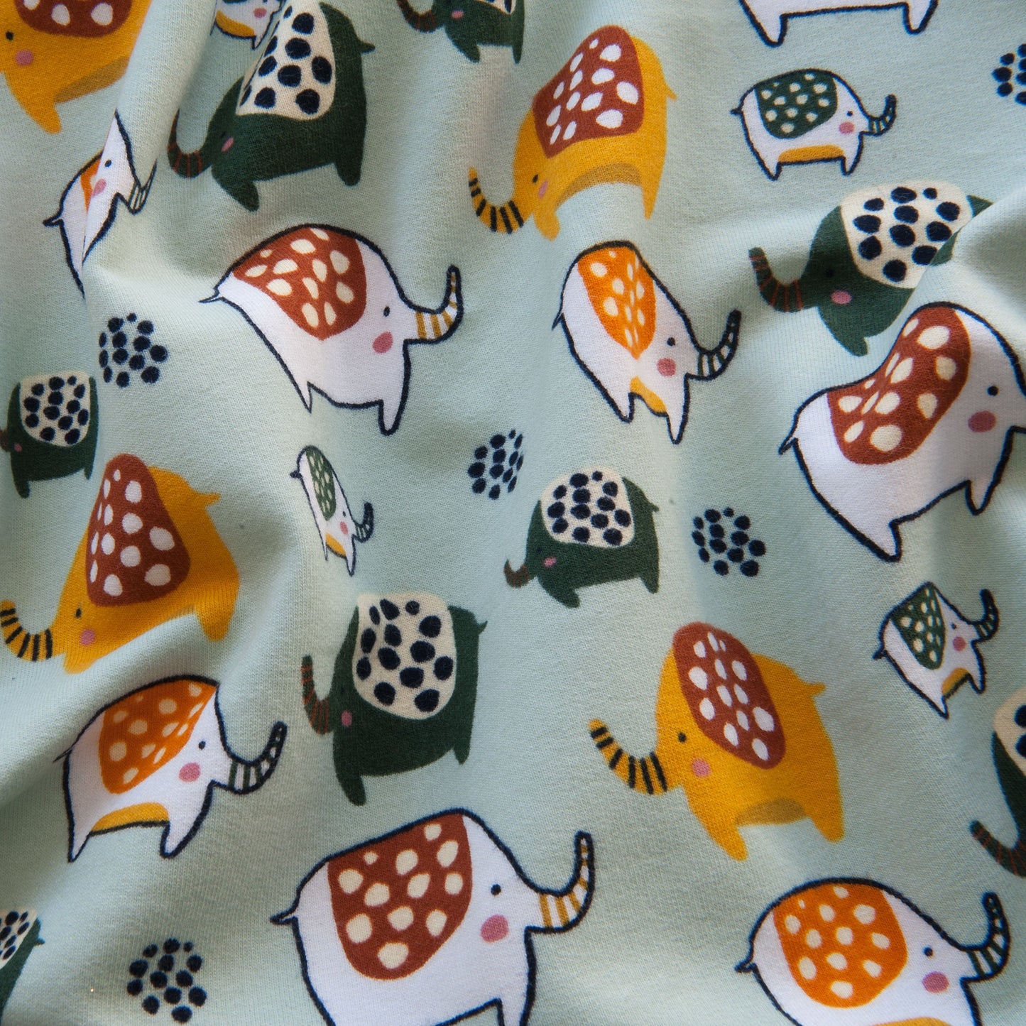 Elephant Sweatshirt Fabric in Light Mint - 50cm Piece