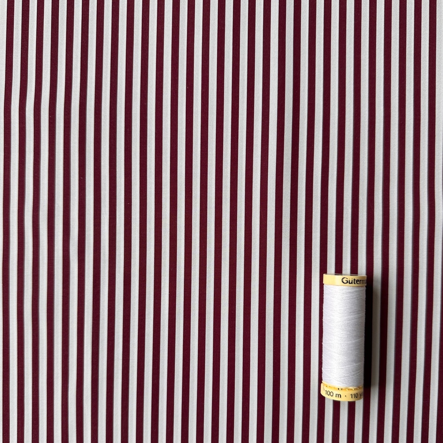 Wine and White Stripe Cotton Lyocell Fabric