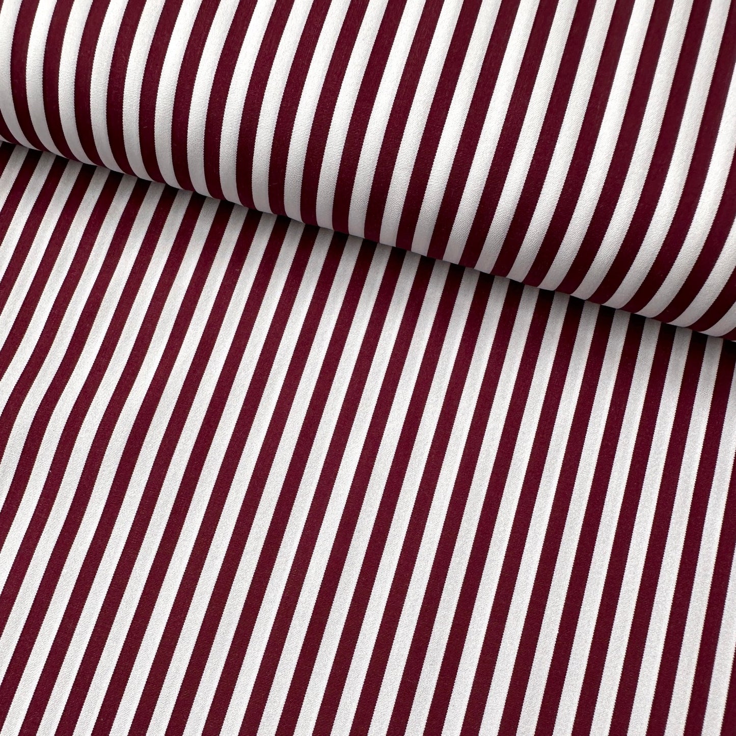 Wine and White Stripe Cotton Lyocell Fabric