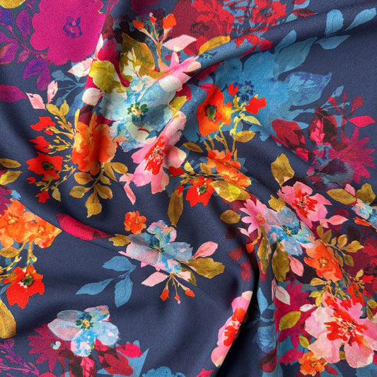 Floral Bouquet Crepe Fabric