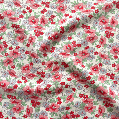 Floral Linen Cotton Blend Fabric (Ex Designer)