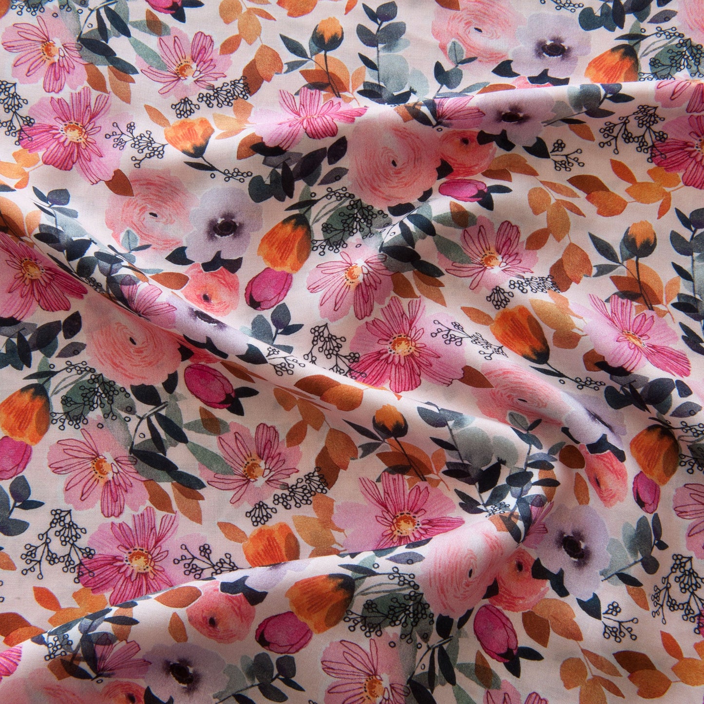 Flora Rayon Fabric in Pink - Dashwood Studio / Victoria Johnson - 2m Piece