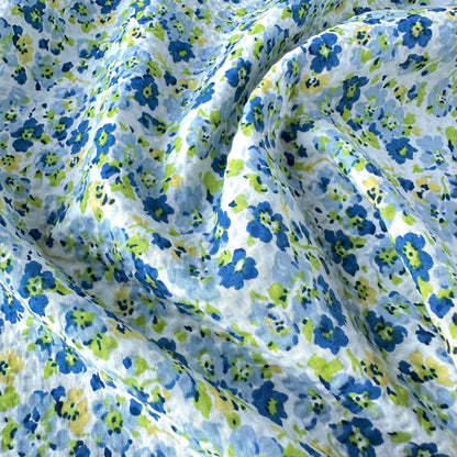 Fabric swirl of Floral Cotton Seersucker Fabric (Ex Designer)