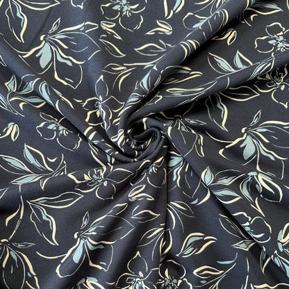 Flowers French Terry Fabric in Navy