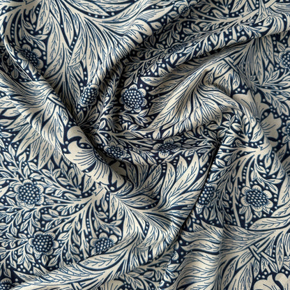 Flowery Viscose Fabric in Navy