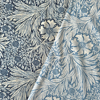 Flowery Viscose Fabric in Navy