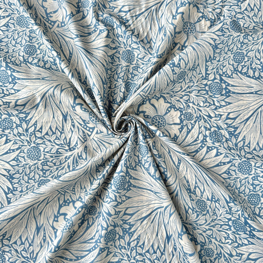 Flowery Viscose Fabric in Blue