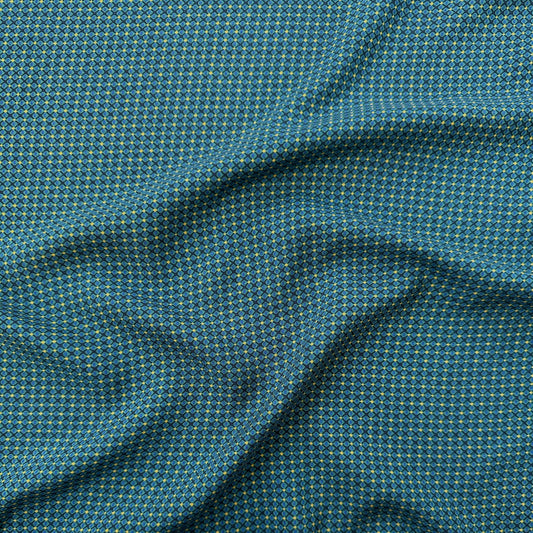 Fabric in dark teal with geometric diamond design