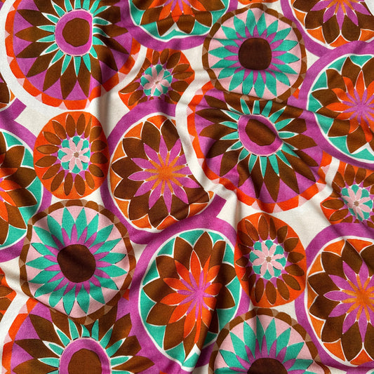 Geometric Circle Flowers Viscose Jersey Fabric