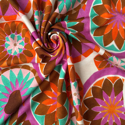 Geometric Circle Flowers Viscose Jersey Fabric
