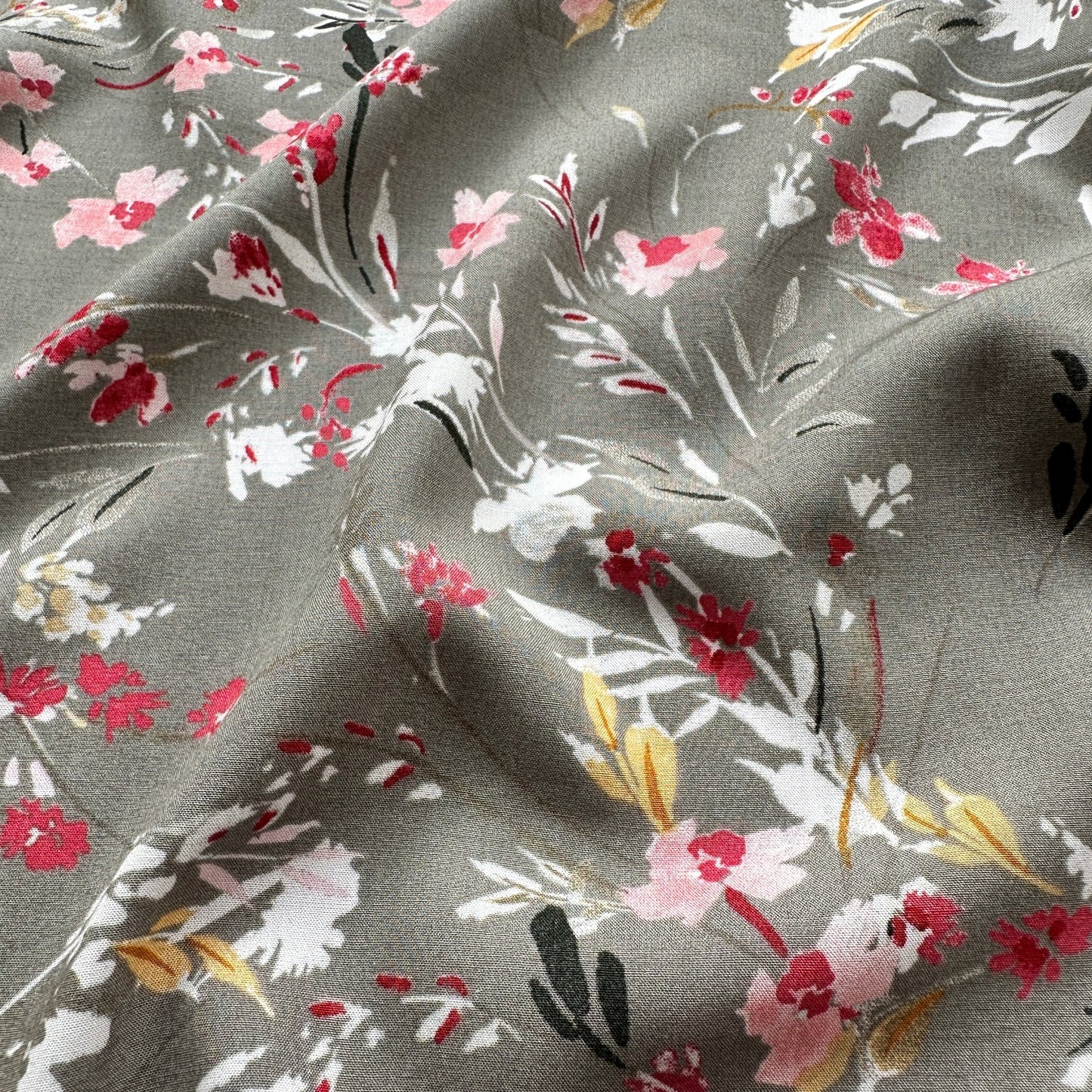 Harper Viscose Fabric in Light Khaki / Grey