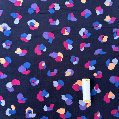 Animal Print Cotton Babycord Fabric in Navy