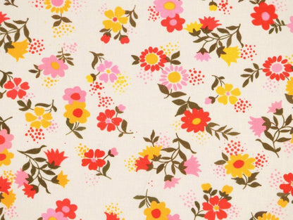 Gertie Floral Linen Viscose Fabric in Ivory - Fabric Godmother