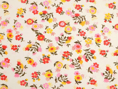 Gertie Floral Linen Viscose Fabric in Ivory - Fabric Godmother