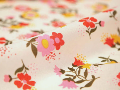 Gertie Floral Linen Viscose Fabric in Ivory - Fabric Godmother