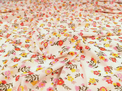 Gertie Floral Linen Viscose Fabric in Ivory - Fabric Godmother