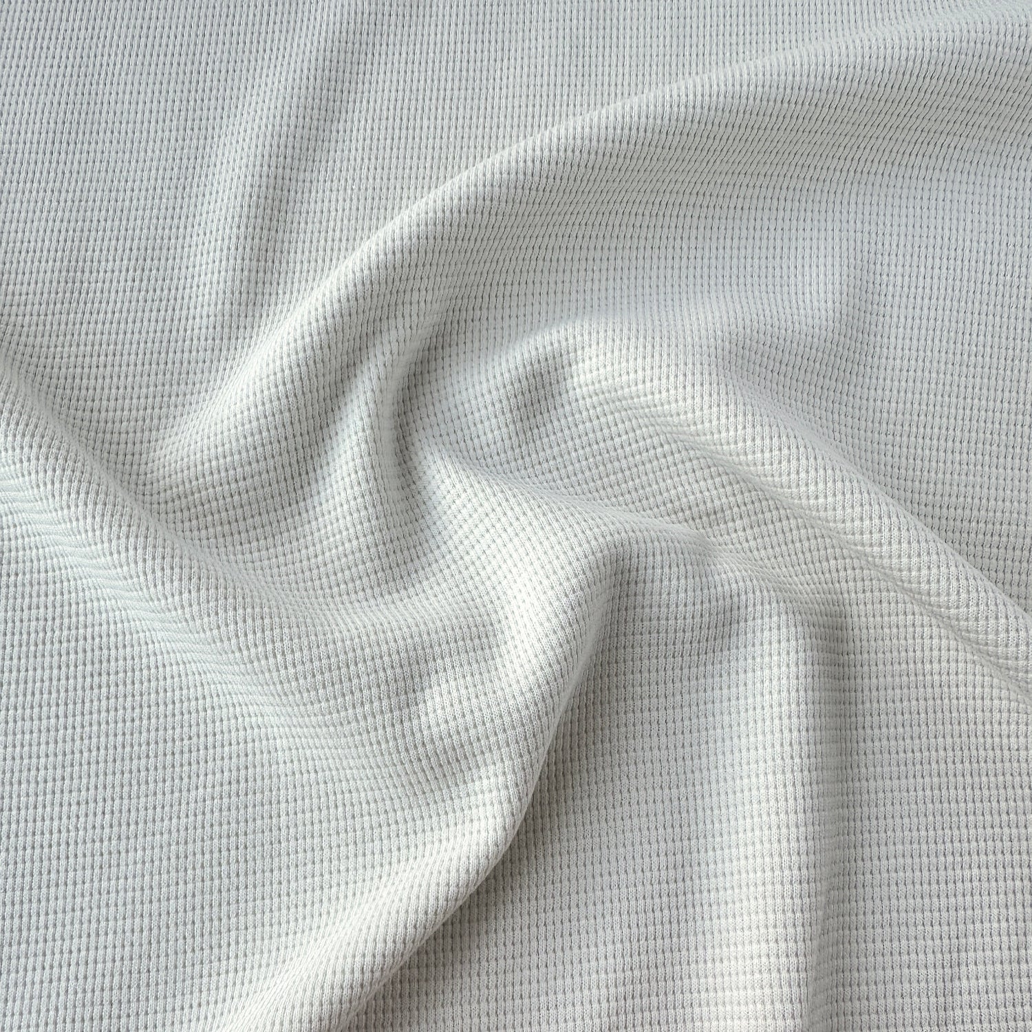 Ivory waffle knit cotton fabric