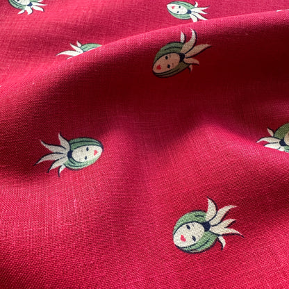 Ladies Faces Linen Cotton Blend Fabric (Ex Designer)