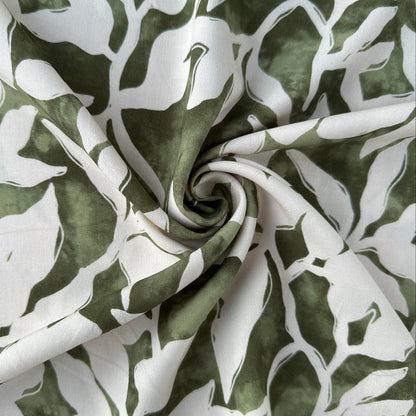 Leaves Lyocell Fabric in Green