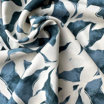 Leaves Lyocell Fabric in Blue
