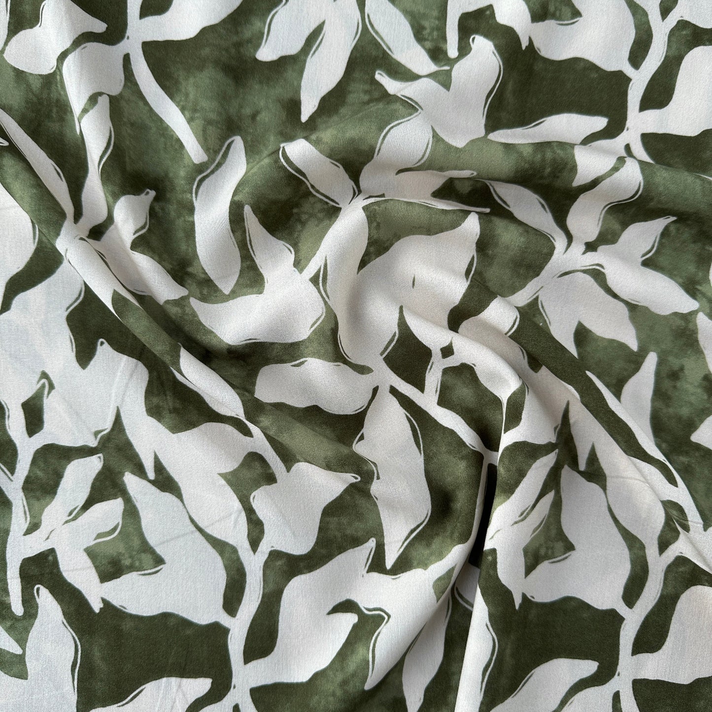 Leaves Lyocell Fabric in Green