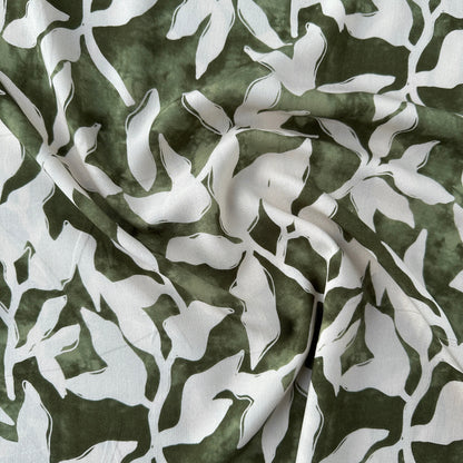 Leaves Lyocell Fabric in Green
