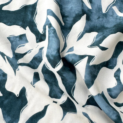 Leaves Lyocell Fabric in Blue